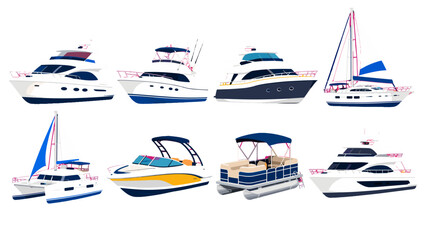 Set of yacht and boat illustrations isolated on white © icon_art