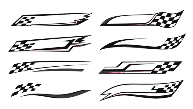 Set of black and white racing stripe decal designs