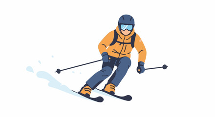 Obraz premium Dynamic illustration of a skier in motion, snow spraying behind