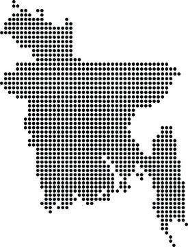 Bangladesh Dotted Map Minimalist Black Dots Silhouette Country Geography Graphic Element
