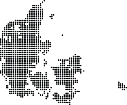Denmark Dotted Map Minimalist Black Dots Silhouette Country Geography Graphic Element
