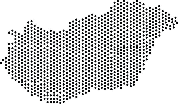 Hungary Dotted Map Minimalist Black Dots Silhouette Country Geography Graphic Element