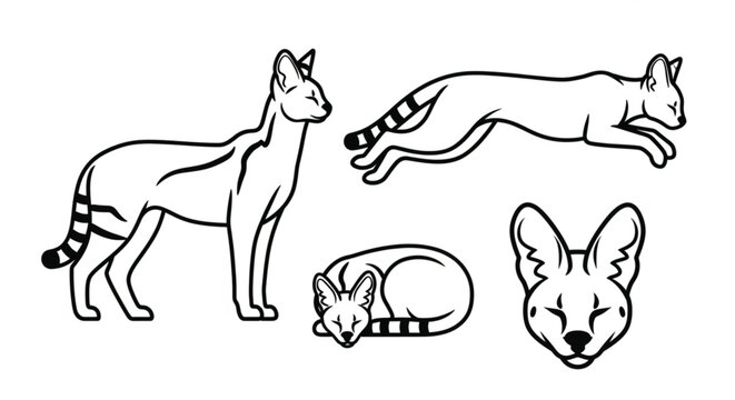 Raccoon animal in different poses.