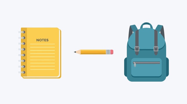Backpack and school supplies on table.
