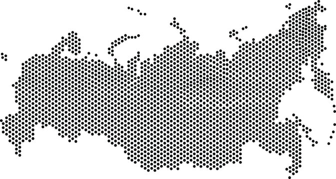 Russia Dotted Map Minimalist Black Dots Silhouette Country Geography Graphic Element