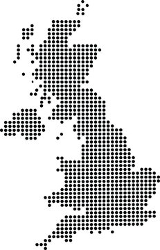 United Kingdom Dotted Map Minimalist Black Dots Silhouette Country Geography Graphic Element