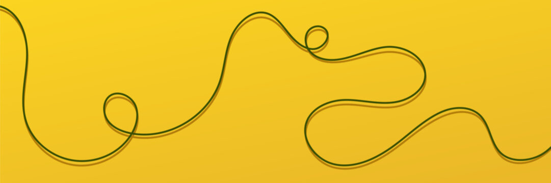 Line cable drawing with squiggle curve long and abstract tangle thin. Wavy curvy thread with black pattern vector and loop squiggly spring. Wire continuous line with rope seamless squiggle.
