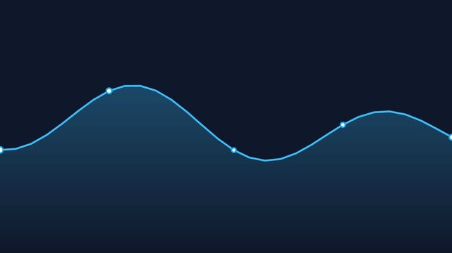 Abstract blue wave graph with glowing points on a dark background.