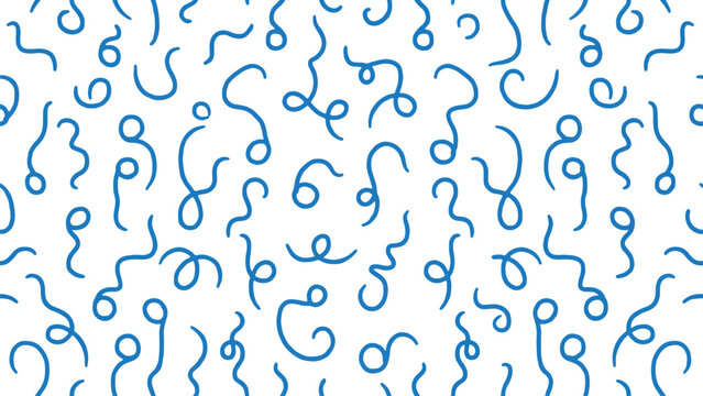 Blue abstract squiggle line pattern background