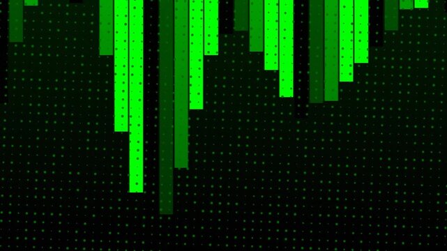 Green digital rain code falling on black background