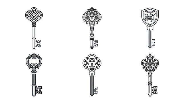 Antique Key Collection Vector Set
