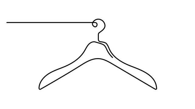 Animated self drawing of Continuous line drawing of a clothes hanger, coat hanger video. Full length one line animation. 4K video