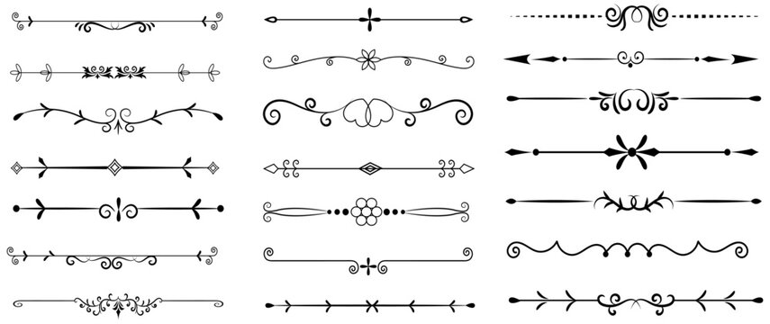 decorative divider border vectors with ornate floral geometric line separators collection