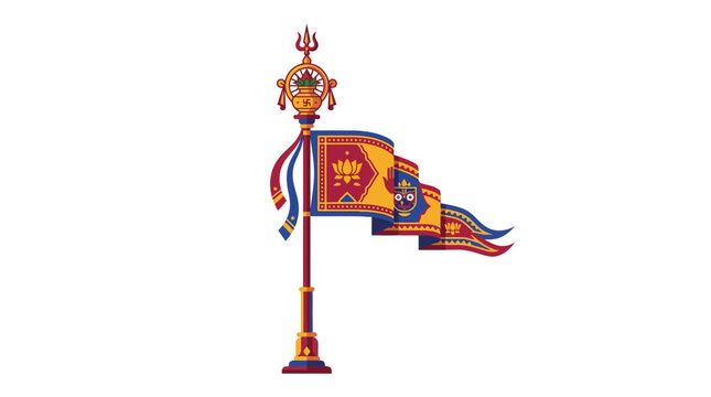 Buddhist prayer flag on pole.