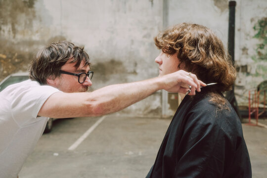 Haircut Session in an Industrial Studio 