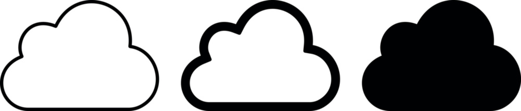 Cloud Icon Set Outline Bold and Solid Weather Symbols