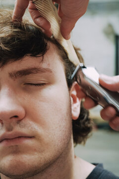 Haircut close up portrait 