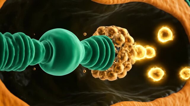 ATP Synthase Molecular Motor Visualization: Energy Production and Biochemical Process