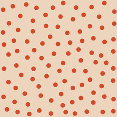 Simple polka dot seamless pattern, abstract red dots on beige background, minimalist geometric surface design © TATIANA Z