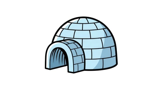 Cartoon igloo ice house polar region.