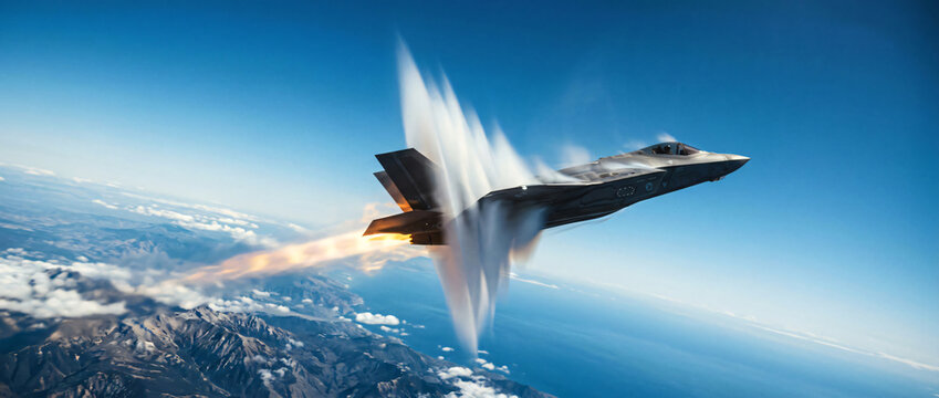 Supersonic Fighter Jet Breaking Sound Barrier with Vapor Cone
