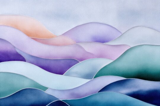 a stained glass pattern of ocean waves, in pastel colors.