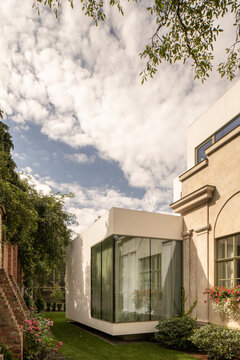 Classic entrance with modern glass extension
