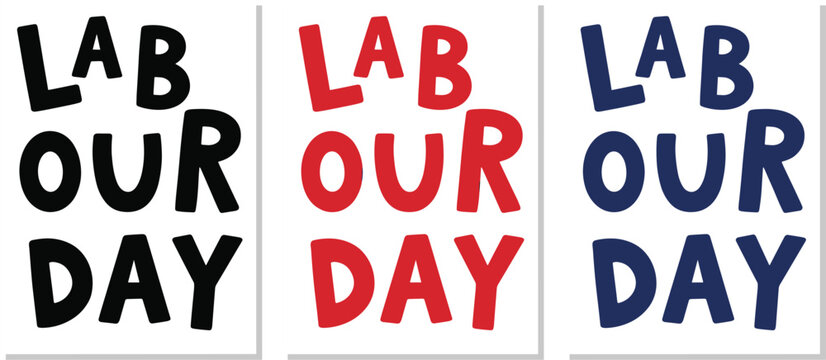  Labour Day Oversized Bold Typography Poster Set on White Background for Workers Celebration and Holiday Graphic Design