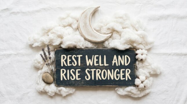 Rest well and rise stronger moon and cloud arrangement