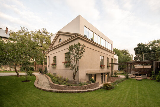 Modern extension on classic house exterior