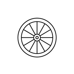 Fototapeta premium Bicycle Wheel Icon with Simple Monoline Vector Design on a White Background