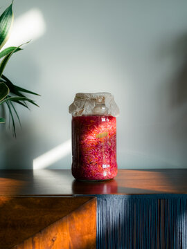 Fermenting cabbage for sauerkraut
