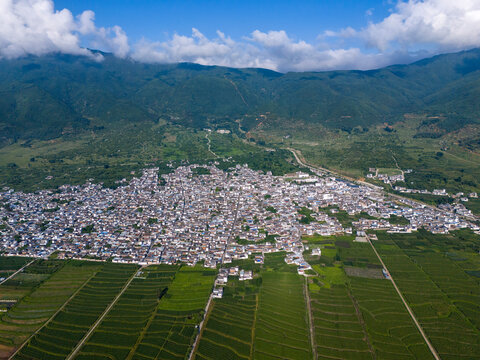 Aerial view of a small town