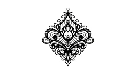 Elegant black and white damask floral ornament motif © Hydro
