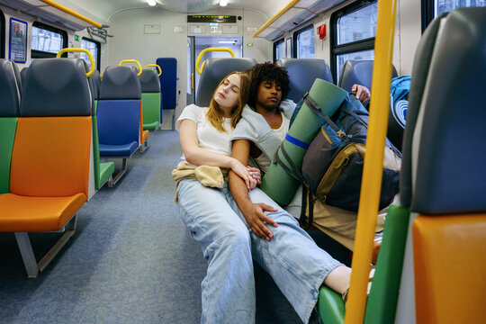 Backpackers on the train