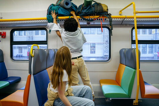 Backpackers on the train
