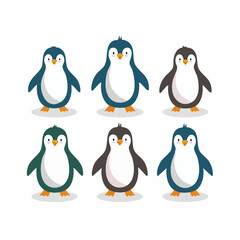 Naklejka premium Cute Cartoon Penguins Collection