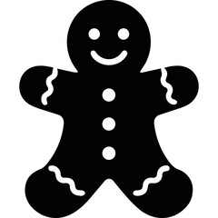 Black gingerbread man Christmas icon with icing details © Yohan TISON
