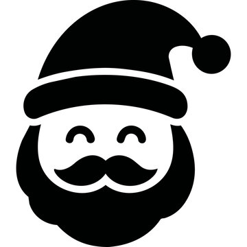 Black Santa face icon with hat and mustache