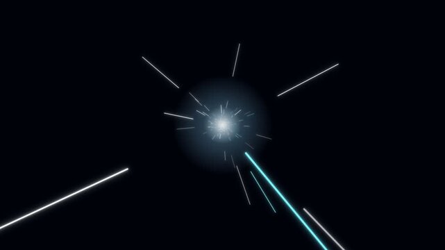 Abstract hyperspace light streaks radiating on black background