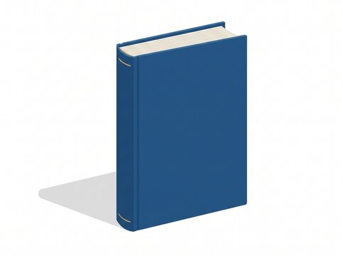 Classic Blue Book with Shadow: A single, hardcover blue book stands upright, casting a subtle shadow, representing knowledge and literature