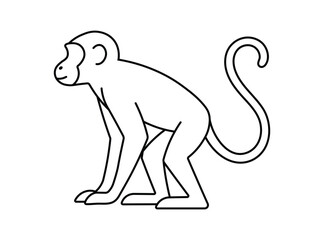 Minimalist monkey outline vector drawing for animal educational materials and wildlife graphic design projects © Nipun Mitra123
