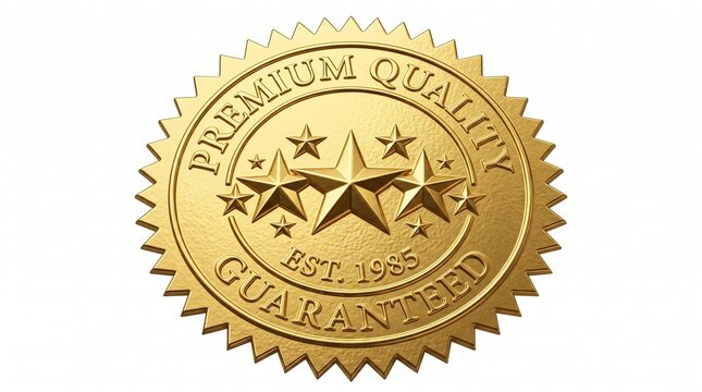premium quality guaranteed stars award badge emblem certificate stamp verified trusted reliable established 1985 classic traditional official recognition endorsement validation