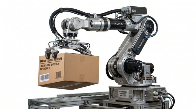 industrial automation material handling logistics solutions automated packaging robot arm pick place industrial robot supply chain optimization box handling factory automation