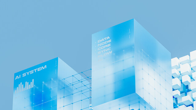 Innovative design shows artificial intelligence data system with cubes
