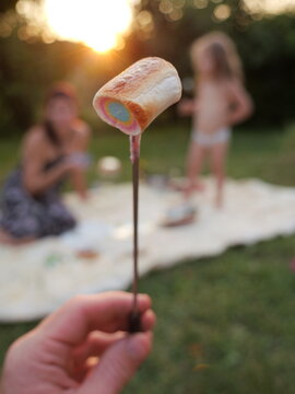 Toasted marshmallow on summer evening