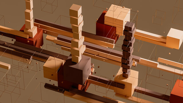 Background of cubes and lines form an abstract data structure