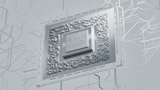 High-tech processor design in AI environment with circuit background