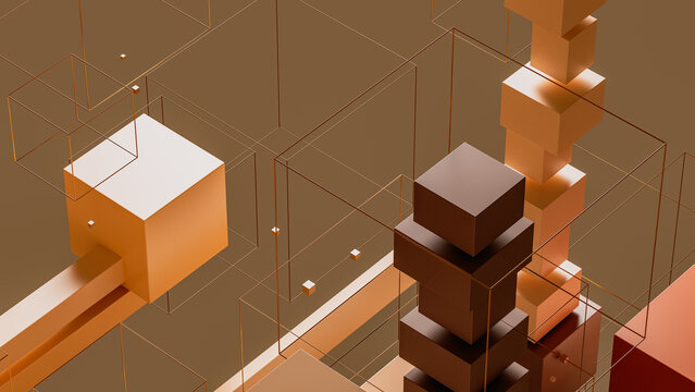 Background of cubes and lines form an abstract data structure