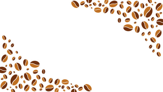 A minimalist background vector illustration with a brown coffee bean pattern in the corner. Ideal for business cards, cafe menus, loyalty cards, and product packaging.